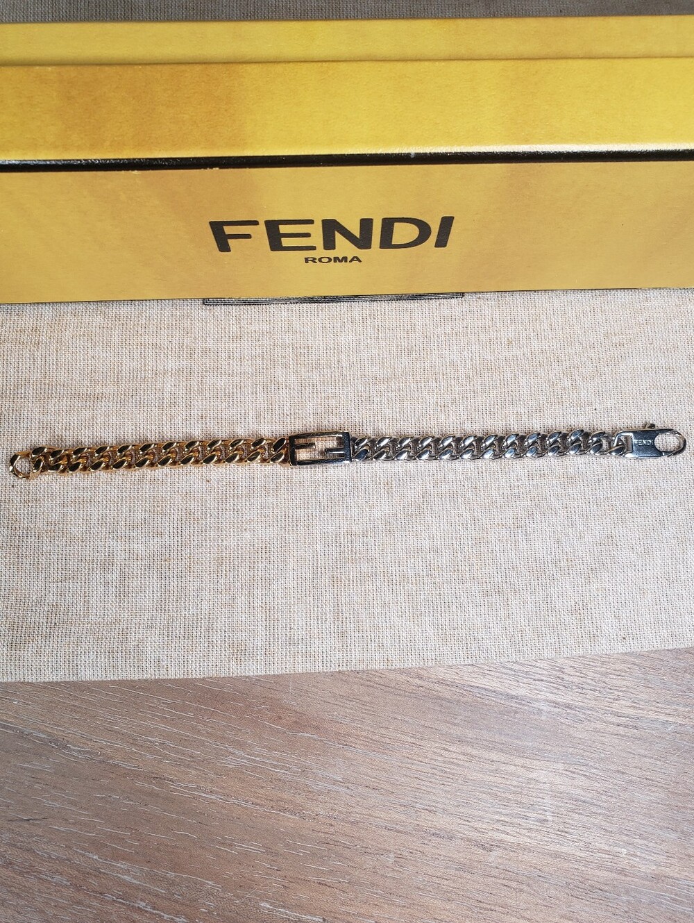 Fendi FF Two-Tone Chain Bracelet - Gold-Toned & Palladium - Excellent Condition - Picture 16 of 16